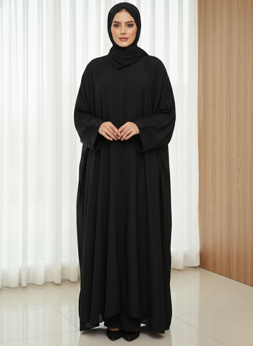 Black Stonework Abaya