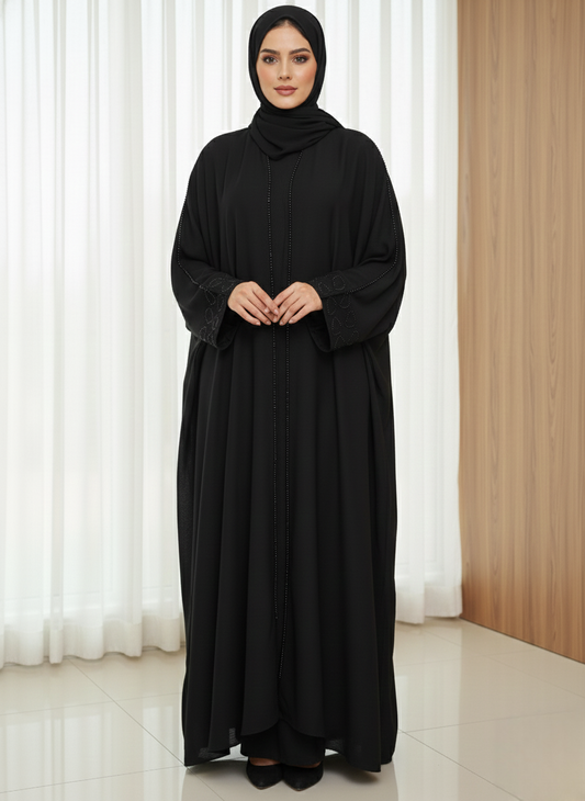 Black Stonework Abaya