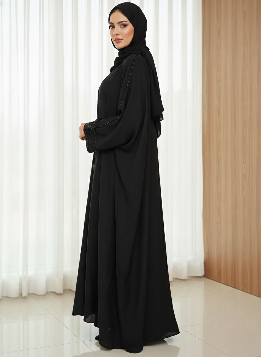 Black Stonework Abaya