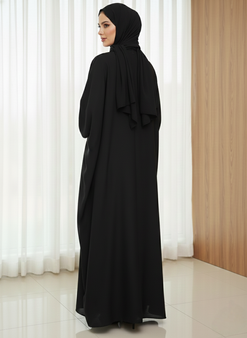 Black Stonework Abaya