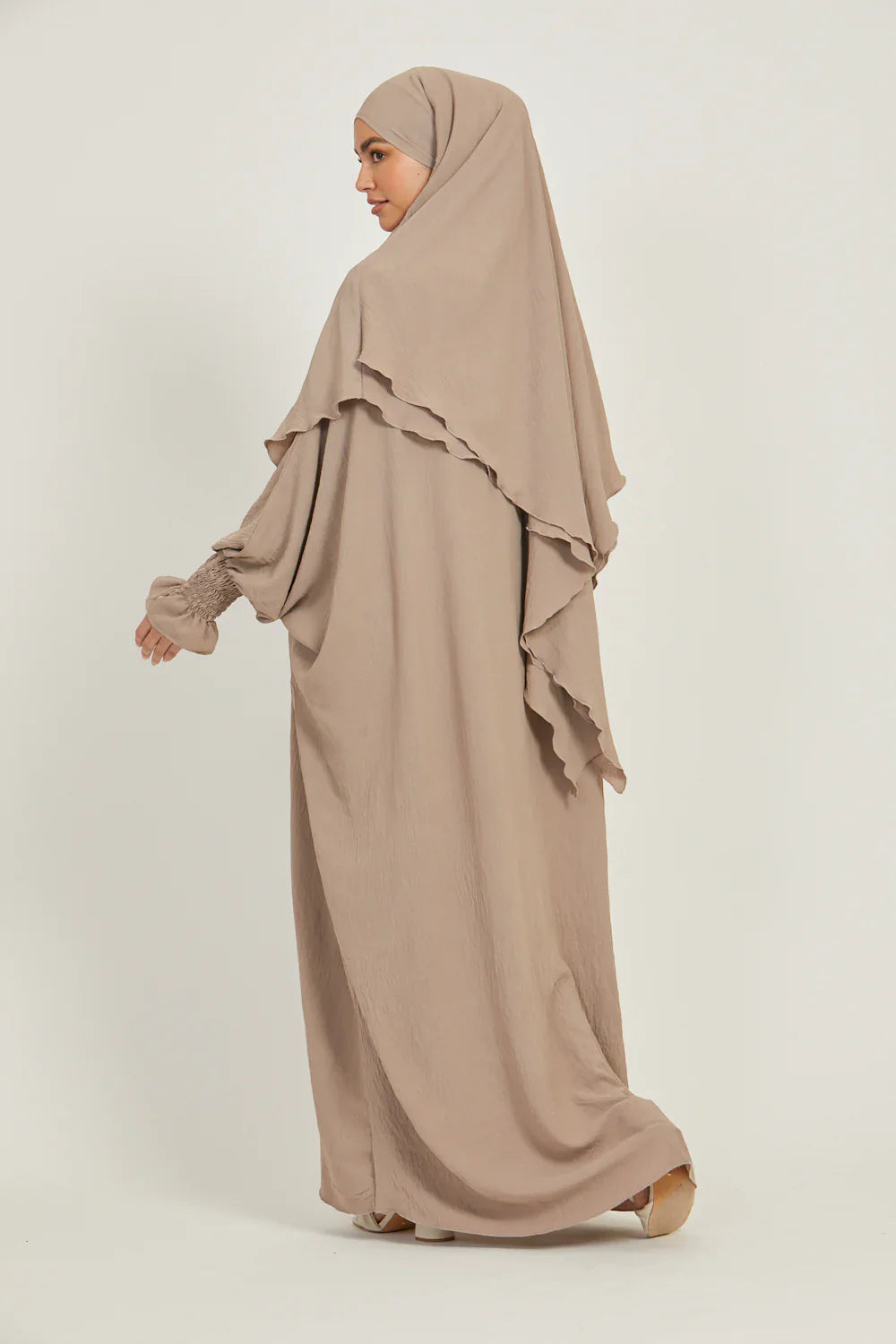 Soft CEY Snowy Abaya with Double Layer Khimar