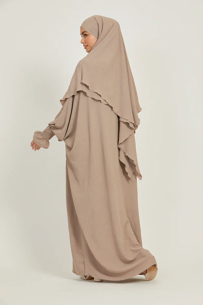 Soft CEY Snowy Abaya with Double Layer Khimar