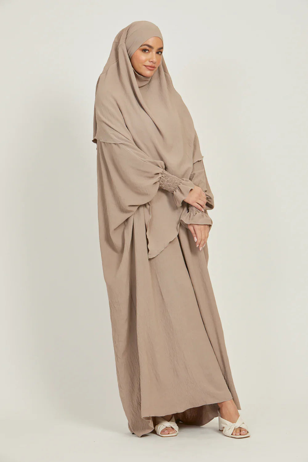 Soft CEY Snowy Abaya with Double Layer Khimar