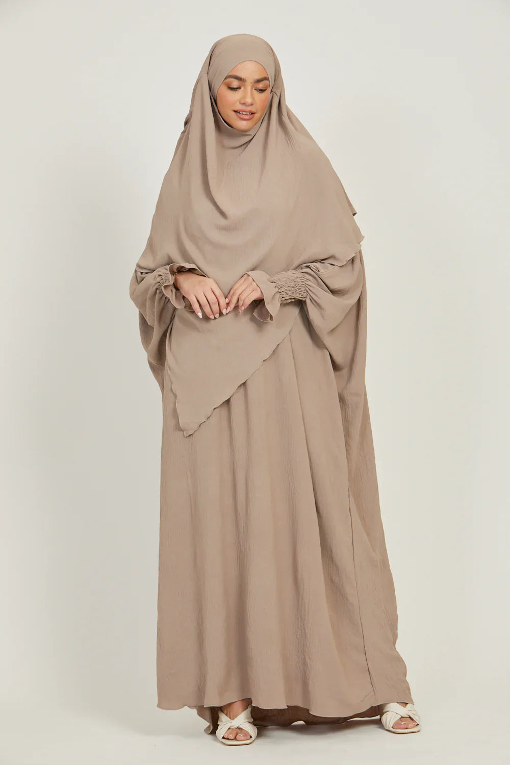 Soft CEY Snowy Abaya with Double Layer Khimar