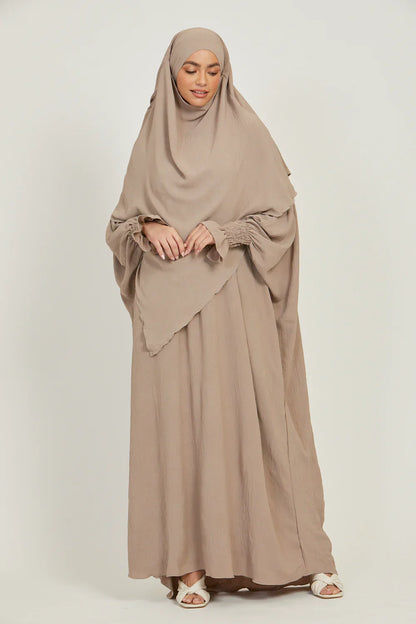 Soft CEY Snowy Abaya with Double Layer Khimar