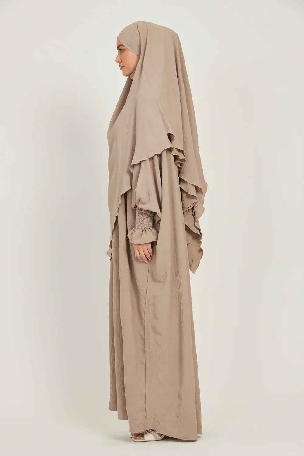 Soft CEY Snowy Abaya with Double Layer Khimar