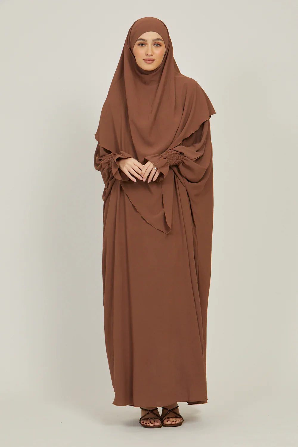 Soft CEY Snowy Abaya with Double Layer Khimar
