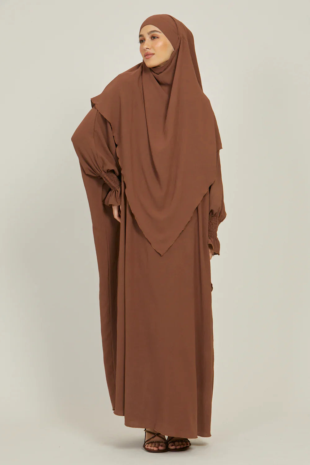 Soft CEY Snowy Abaya with Double Layer Khimar