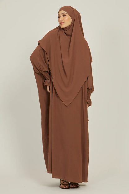 Soft CEY Snowy Abaya with Double Layer Khimar