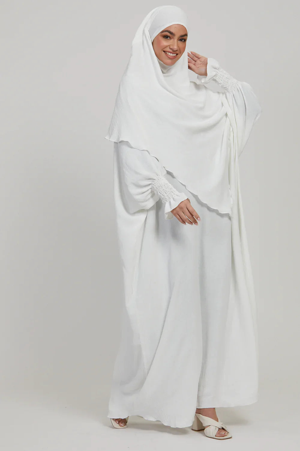 Soft CEY Snowy Abaya with Double Layer Khimar