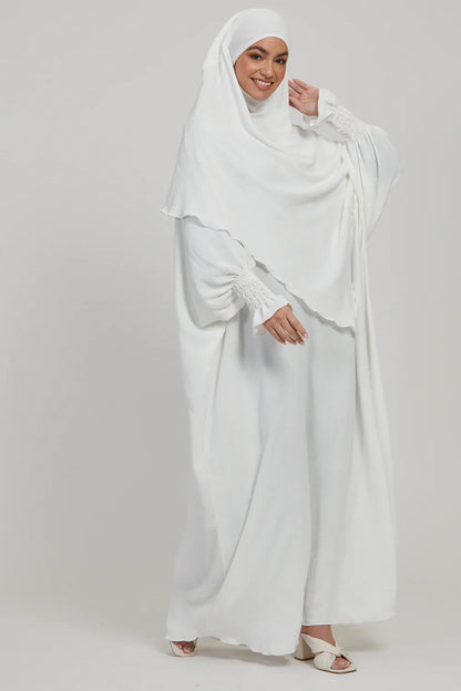 Soft CEY Snowy Abaya with Double Layer Khimar