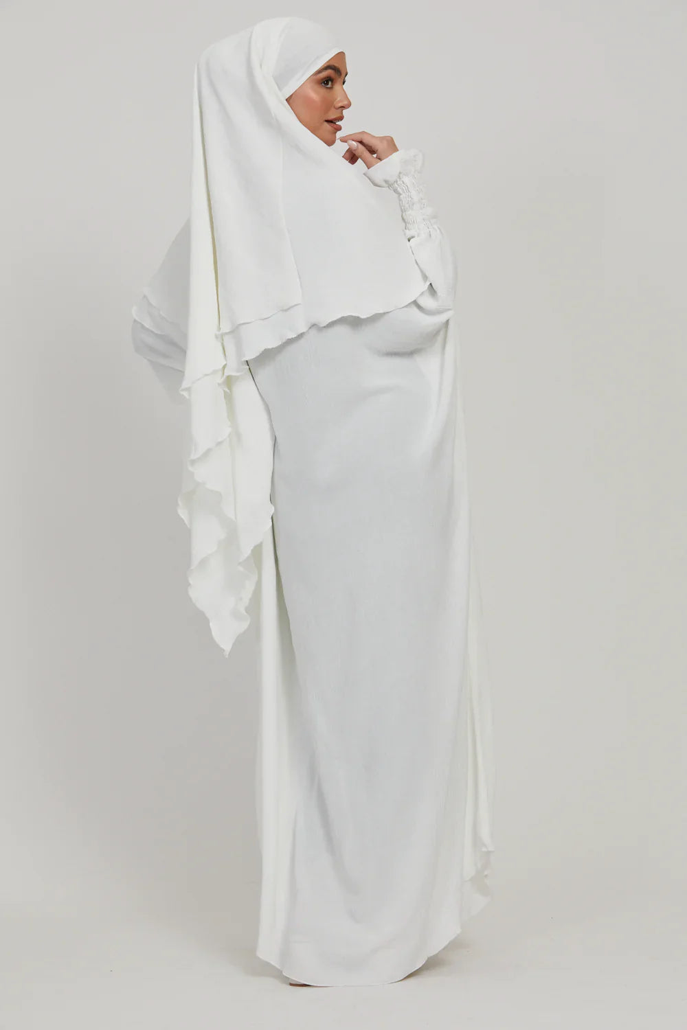 Soft CEY Snowy Abaya with Double Layer Khimar