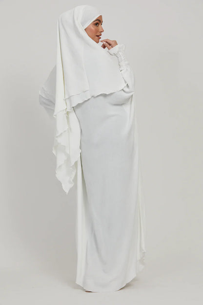 Soft CEY Snowy Abaya with Double Layer Khimar