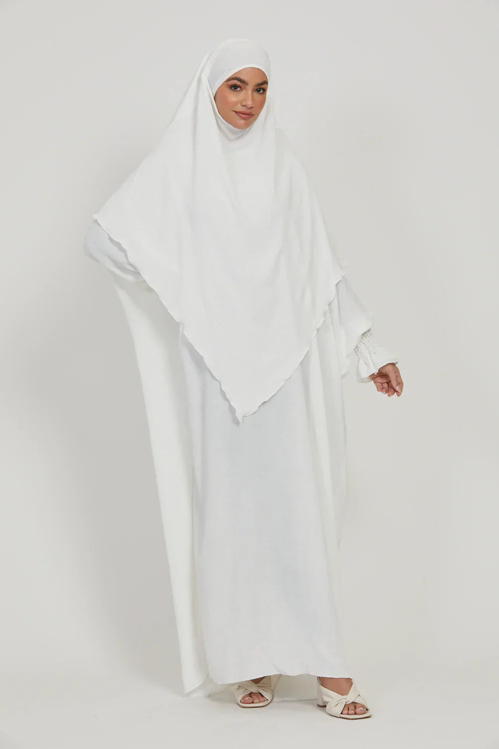Soft CEY Snowy Abaya with Double Layer Khimar