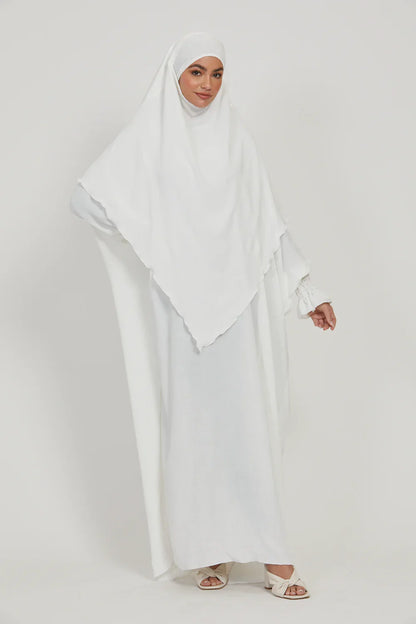 Soft CEY Snowy Abaya with Double Layer Khimar