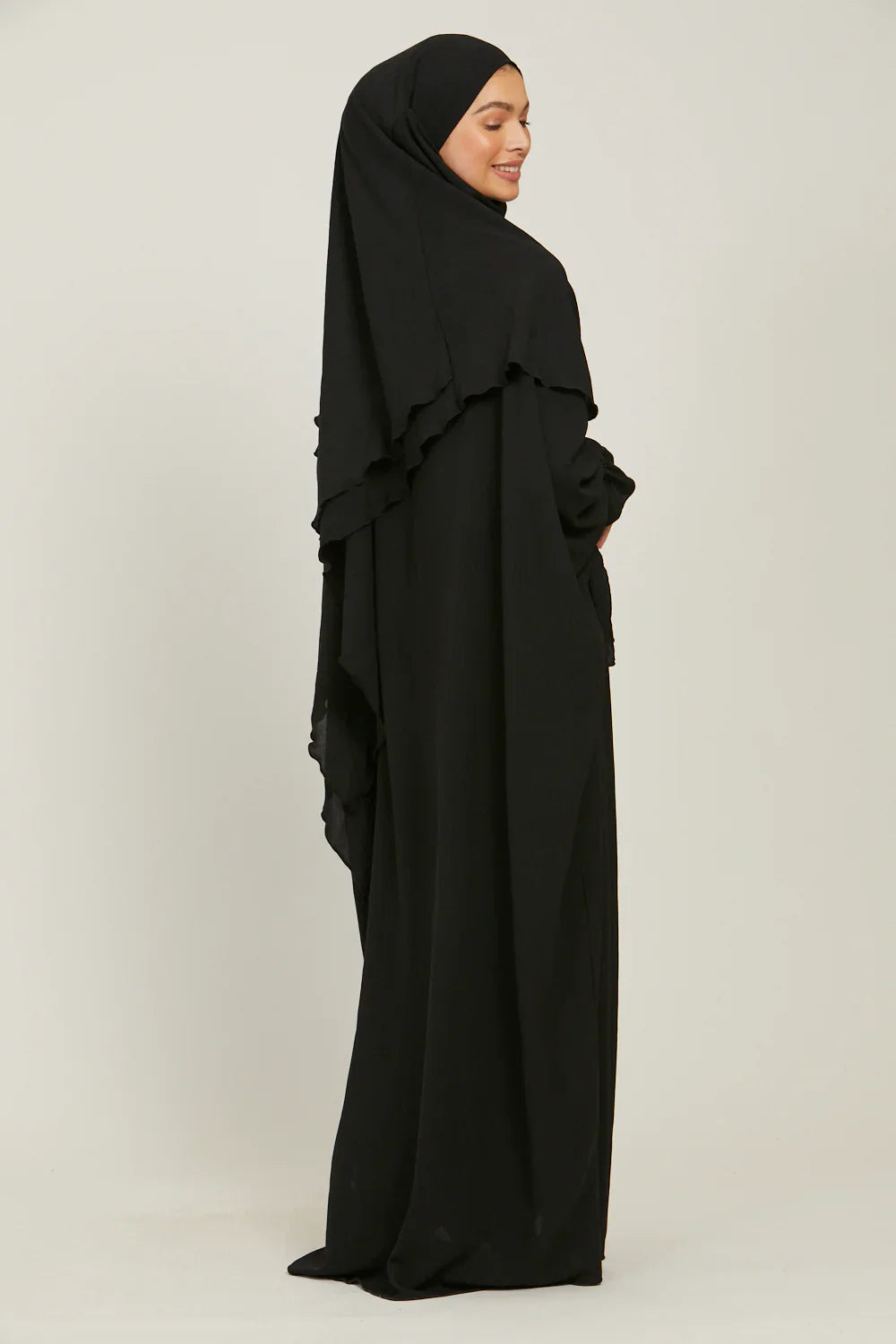 Soft CEY Snowy Abaya with Double Layer Khimar