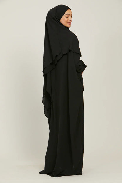 Soft CEY Snowy Abaya with Double Layer Khimar