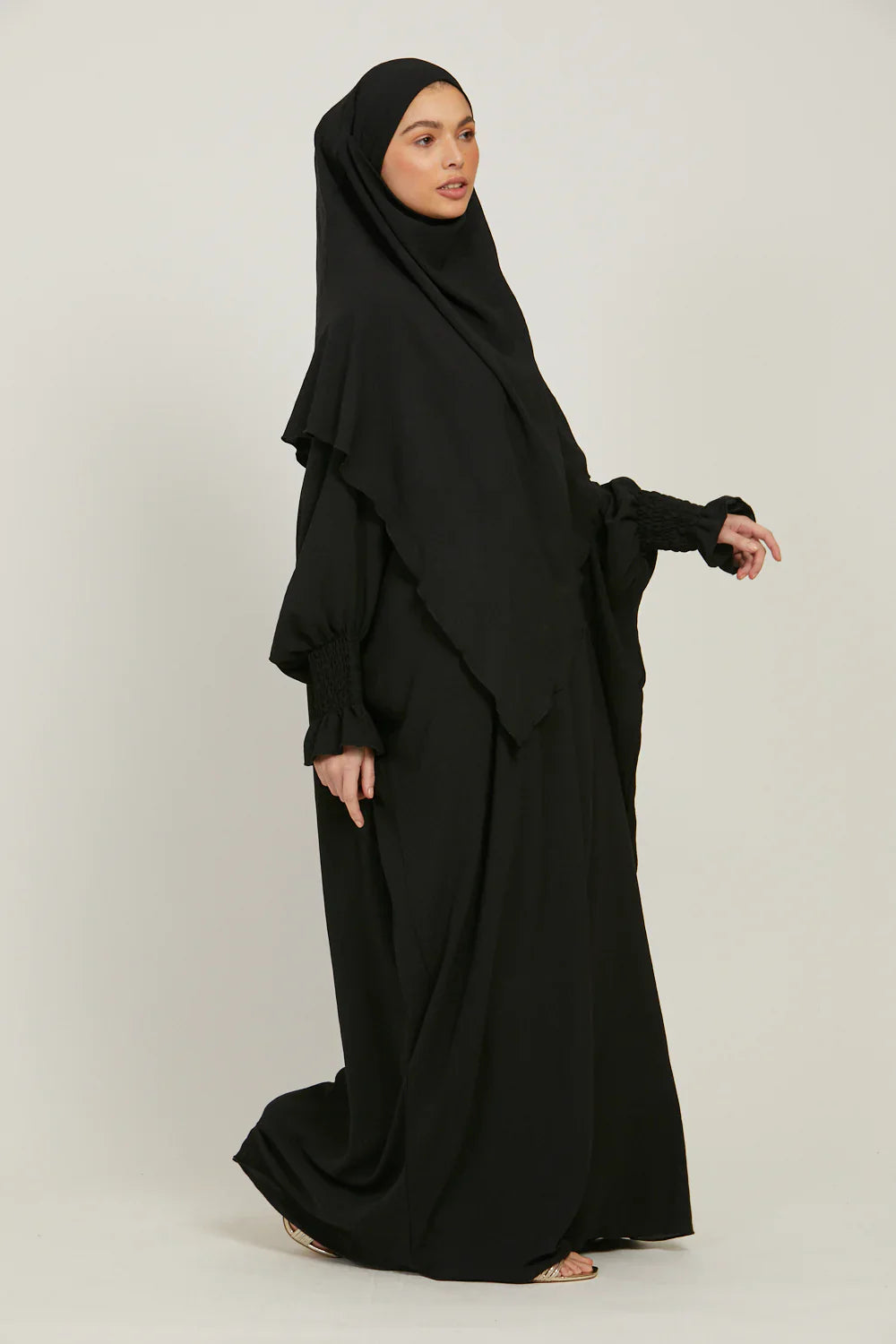 Soft CEY Snowy Abaya with Double Layer Khimar