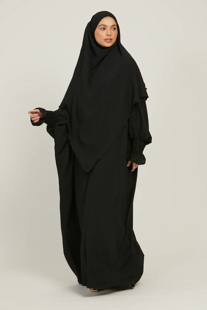 Soft CEY Snowy Abaya with Double Layer Khimar