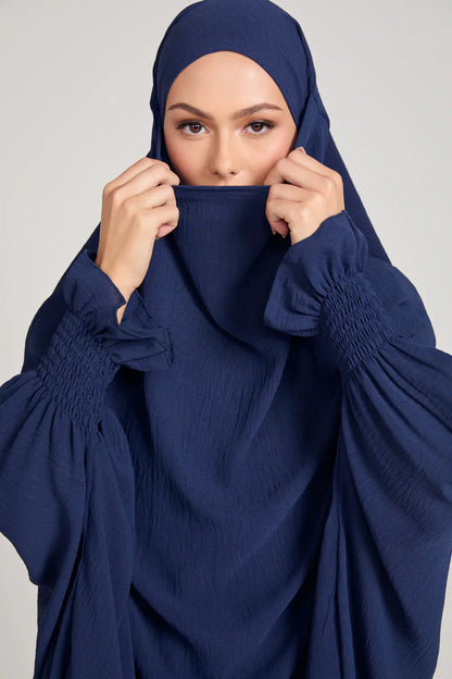 Soft CEY Snowy Abaya with Double Layer Khimar