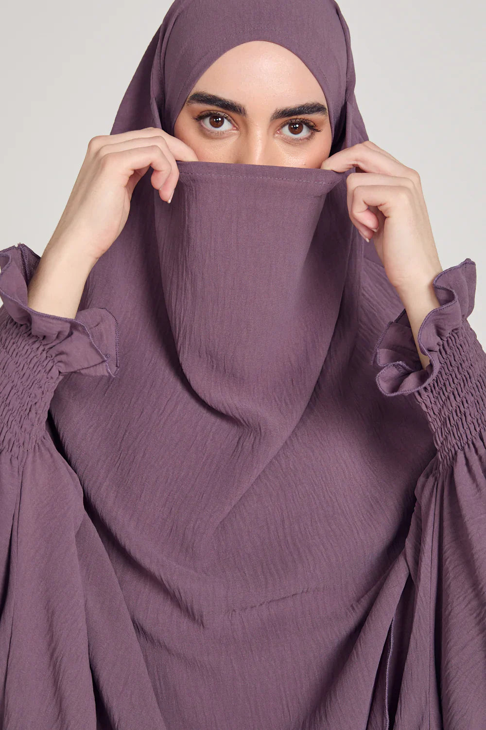 Soft CEY Snowy Abaya with Double Layer Khimar