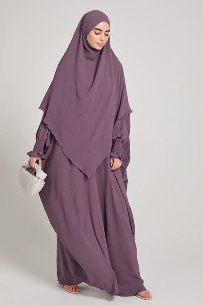 Soft CEY Snowy Abaya with Double Layer Khimar