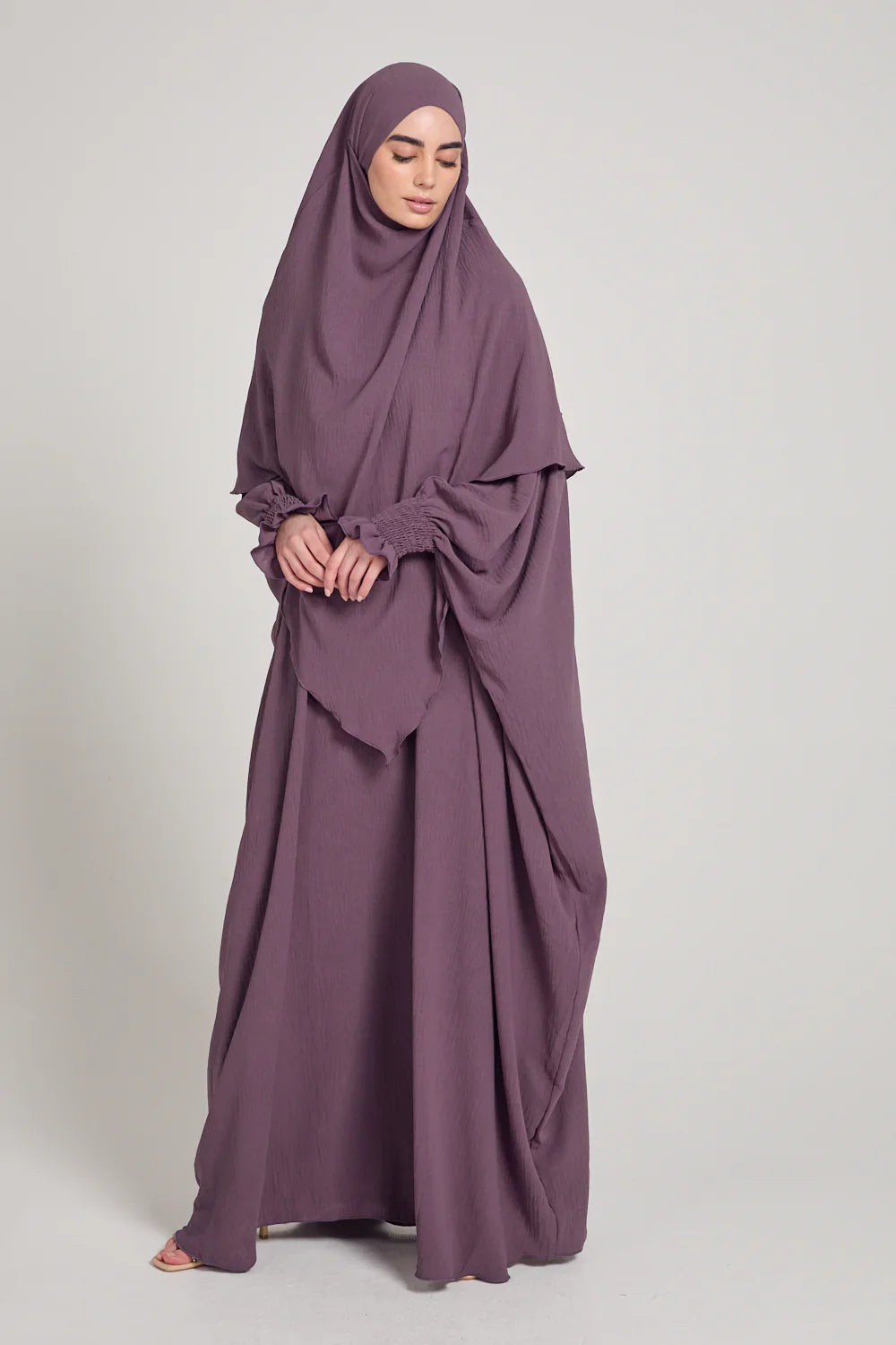 Soft CEY Snowy Abaya with Double Layer Khimar
