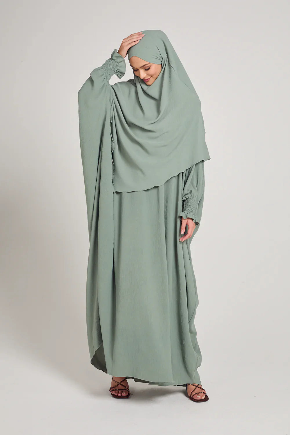 Soft CEY Snowy Abaya with Double Layer Khimar