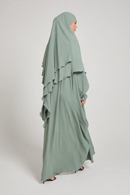 Soft CEY Snowy Abaya with Double Layer Khimar