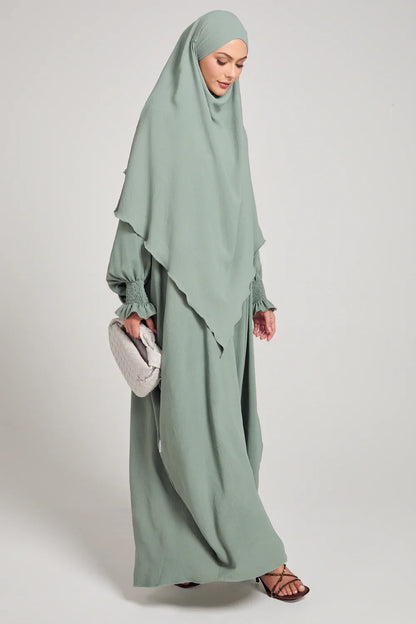 Soft CEY Snowy Abaya with Double Layer Khimar